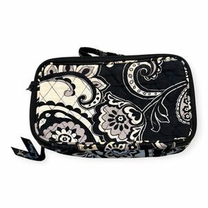 VERA BRADLEY Women’s Black White Midnight Paisley Travel Cosmetic Organizer Bag